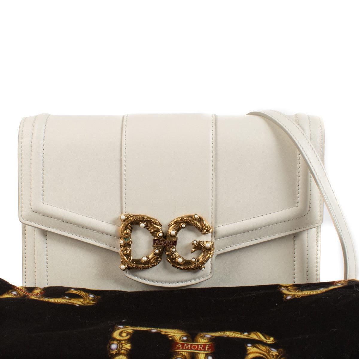shop 100% authentic second hand Dolce & Gabbana White Amore Crossbody Bag on Labellov.com