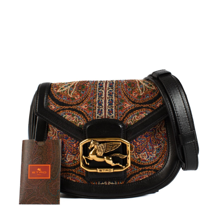 Shop safe online at Labellov in Antwerp, Brussels and Knokke this 100% authentic second hand Etro Black Leather Tapestry Crossbody Bag. Koop veilig tweedehands online Etro Black Leather Tapestry Crossbody Bag bij Labellov.