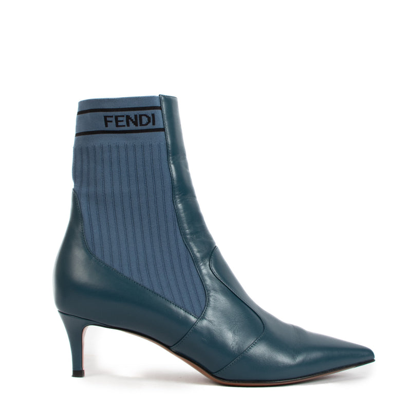 Fendi Petrol Blue Rockoko Sock Boots