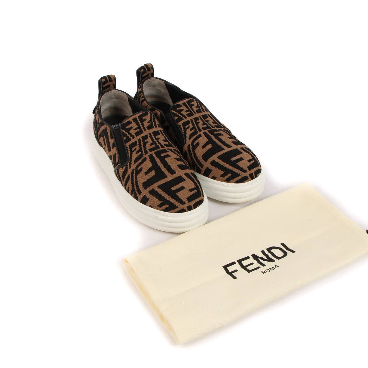 Buy real authentic preloved Fendi FF Rise Slip-On Sneakers safe online at Labellov.com or in Brussels, Knokke and Antwerp