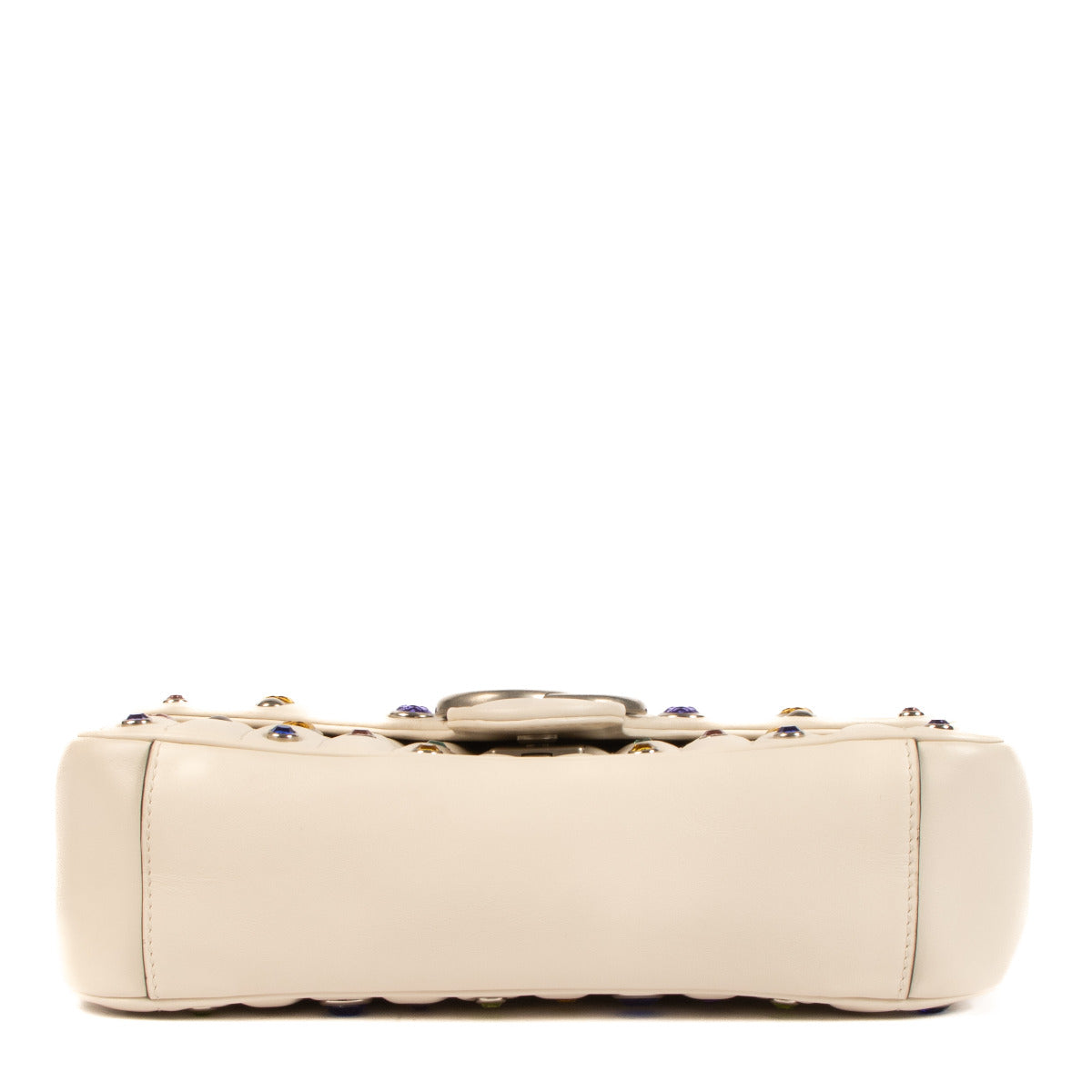 Gucci Witte Kristallen Stud Kleine GG Marmont Schoudertas