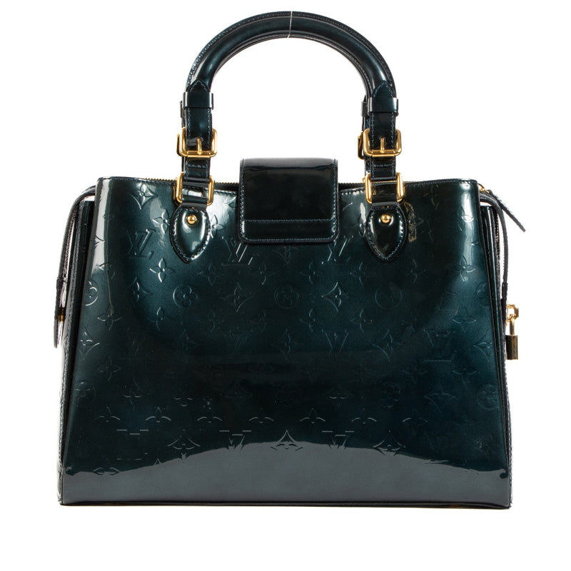 Buy real authentic preloved Louis Vuitton Petrol Vernis Melrose Avenue GM Top Handle bag safe online at Labellov.com