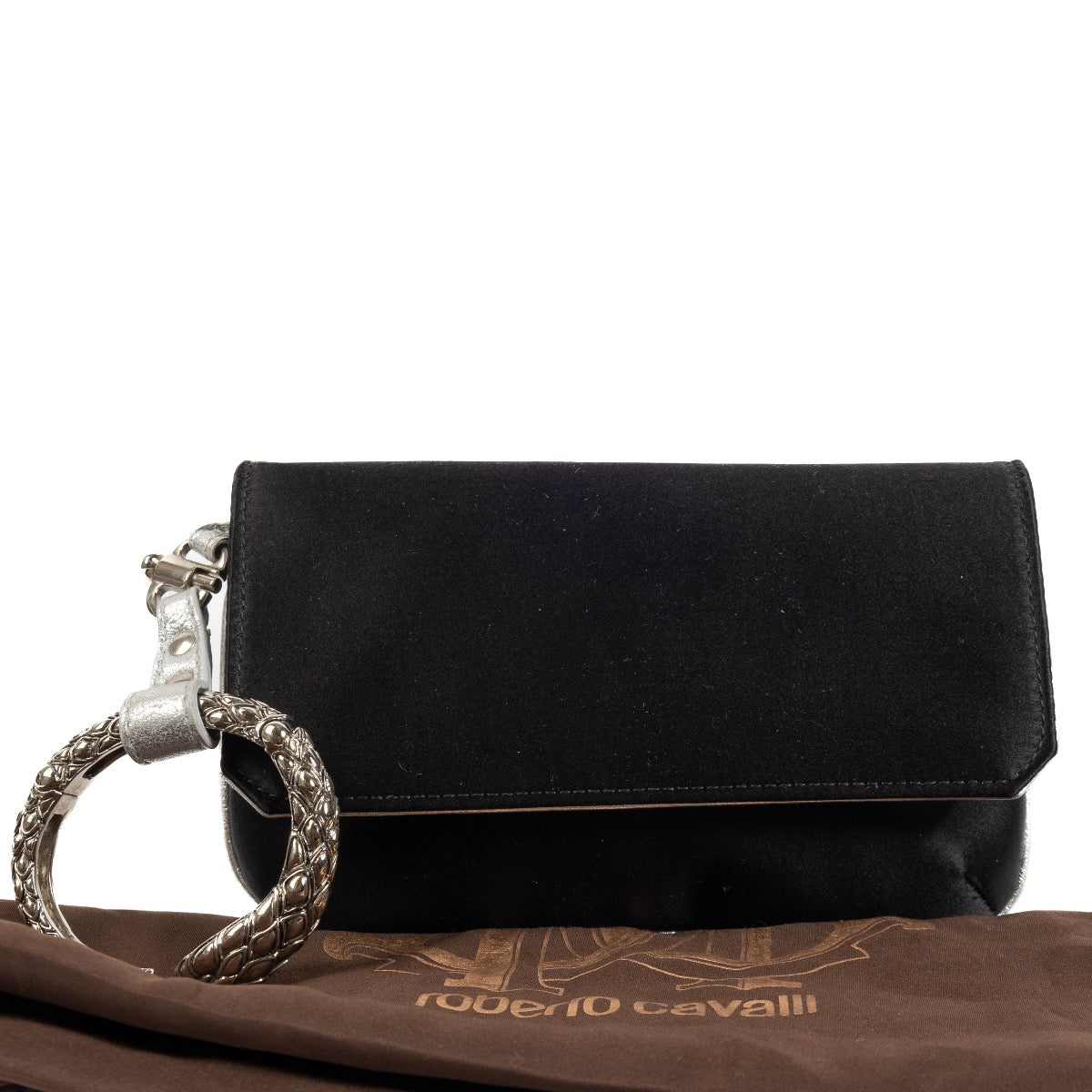 Roberto Cavalli Zwart Satijnen Clutch