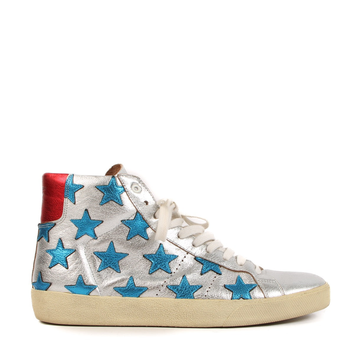 Saint Laurent Silver Metallic California SL/06 High-Top Sneakers