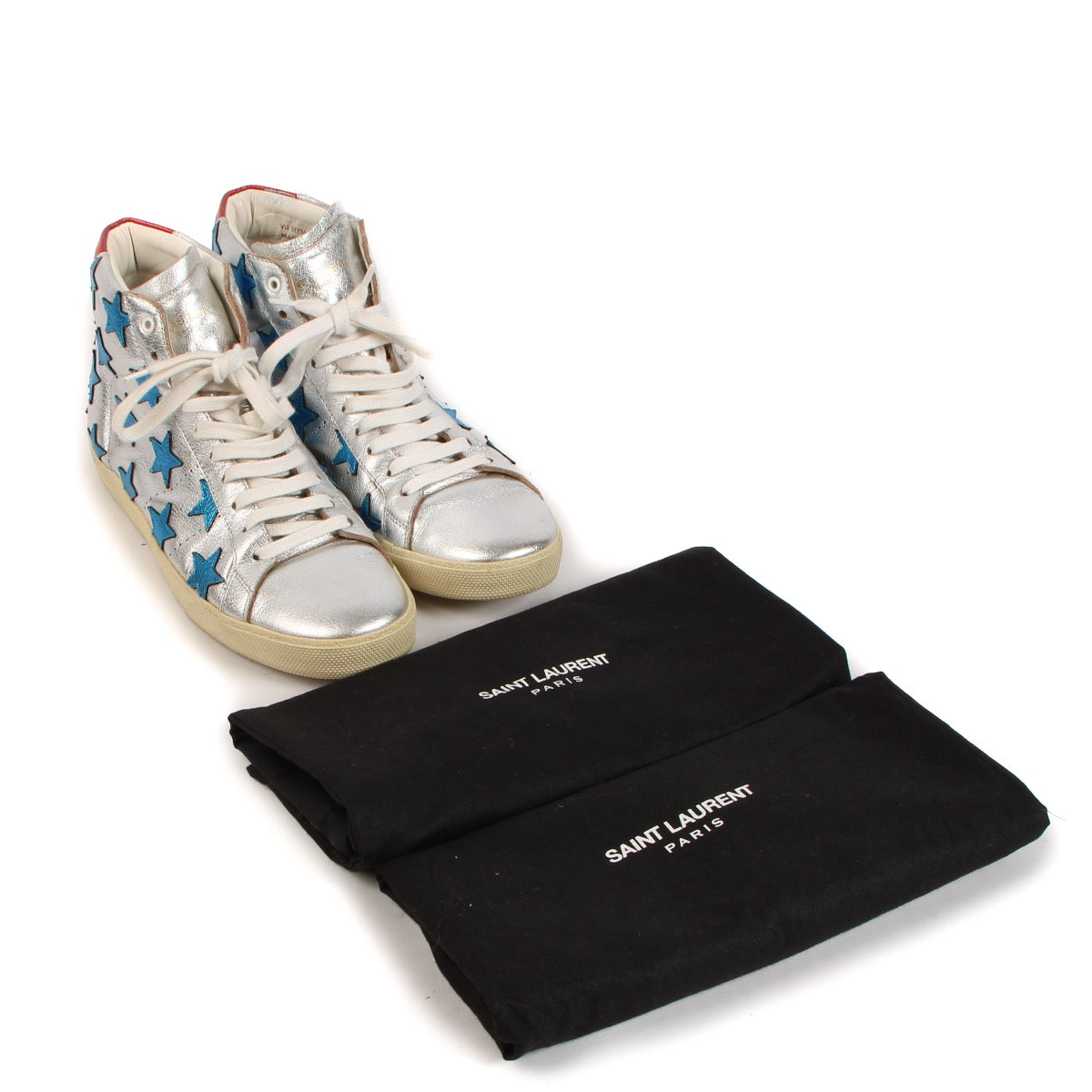 Saint Laurent Silver Metallic California SL/06 High-Top Sneakers