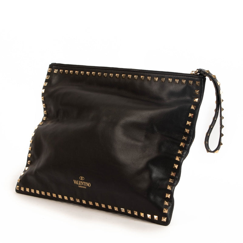 Valentino Garavani Black Rockstud Large Clutch