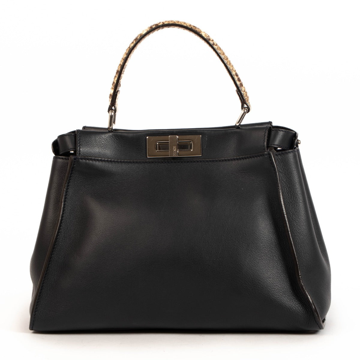 Fendi Python Trim Navy Medium Peekaboo Monster Eyes Handbag