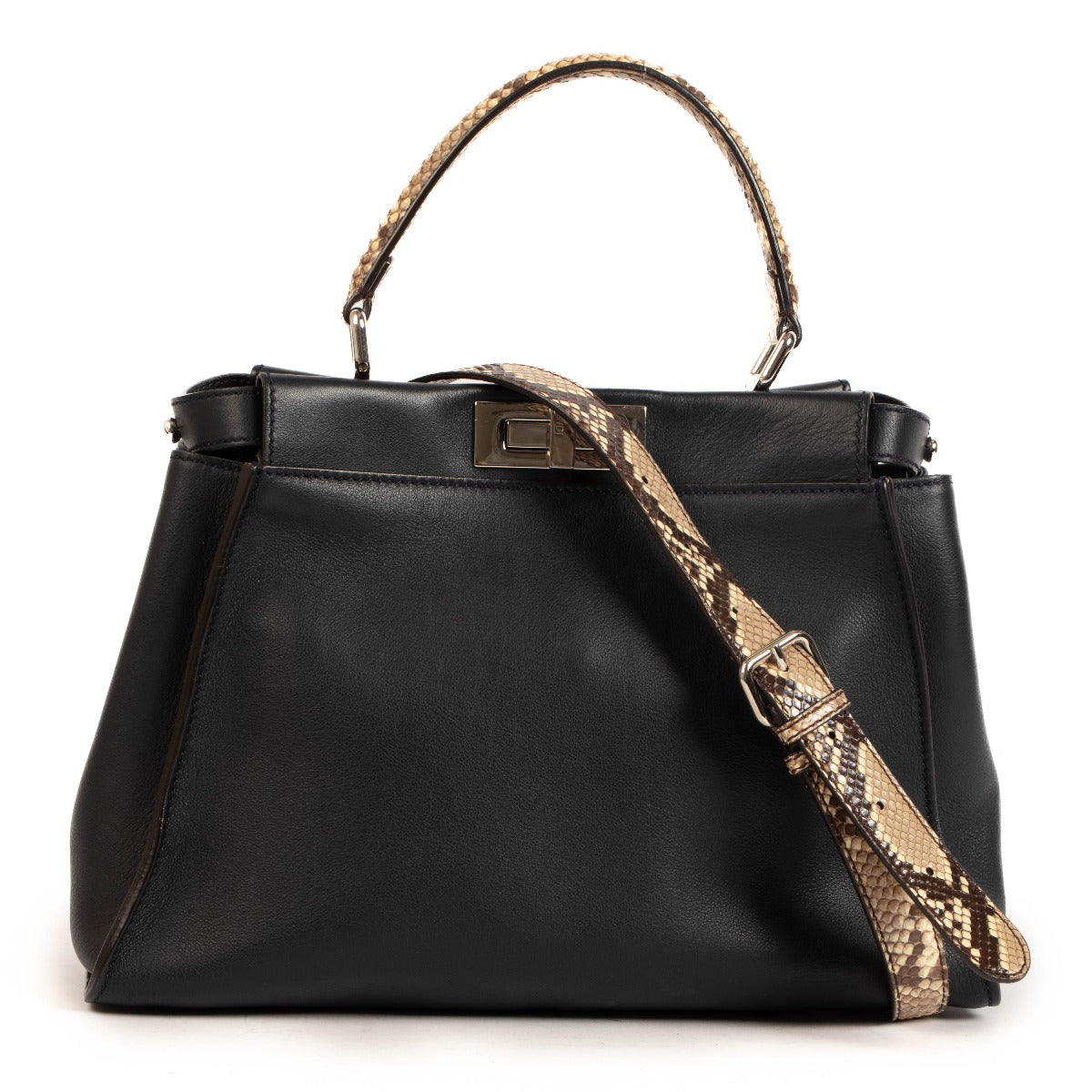 Fendi Python Trim Medium Peekaboo Monster Eyes Handbag