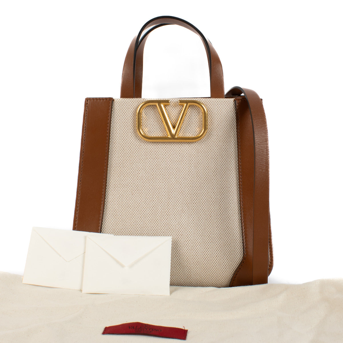 Valentino Garavani Vlogo Small Signature Canvas and Leather Tote Bag