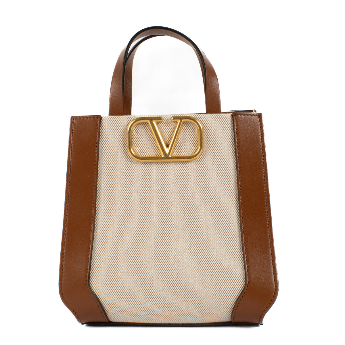 Valentino Garavani Vlogo Small Signature Canvas and Leather Tote Bag aan de beste prijs bij Labellov tweedehands luxe