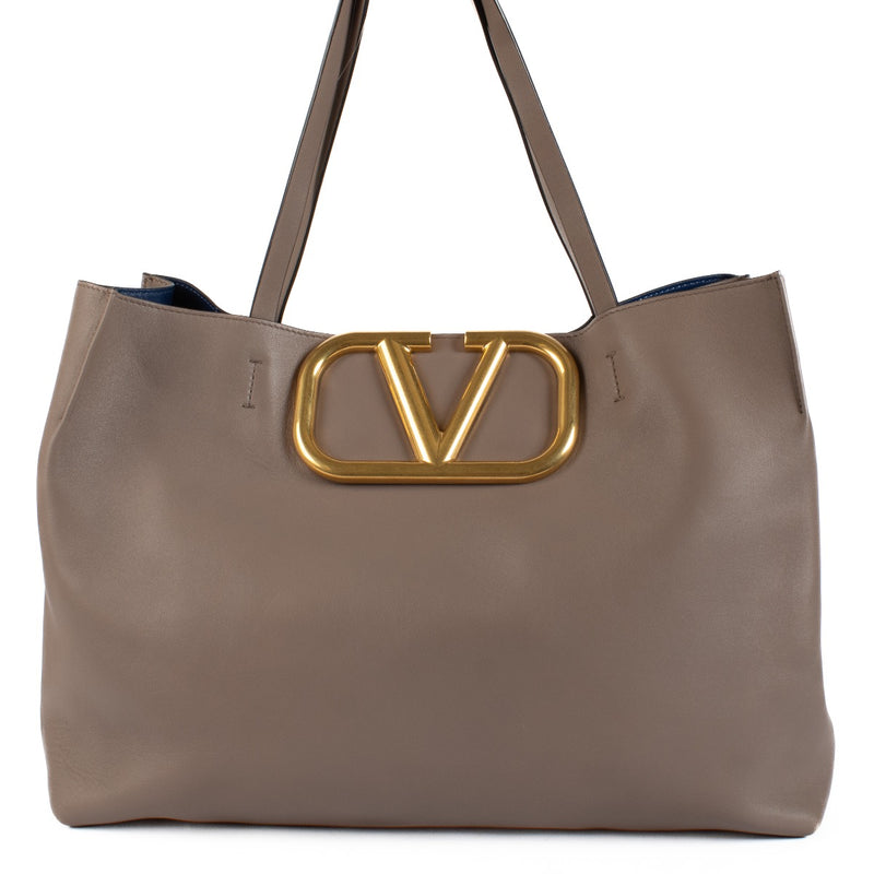 shop 100% authentic second hand Valentino Garavani V-Logo Taupe Shoulder Bag on Labellov.com
