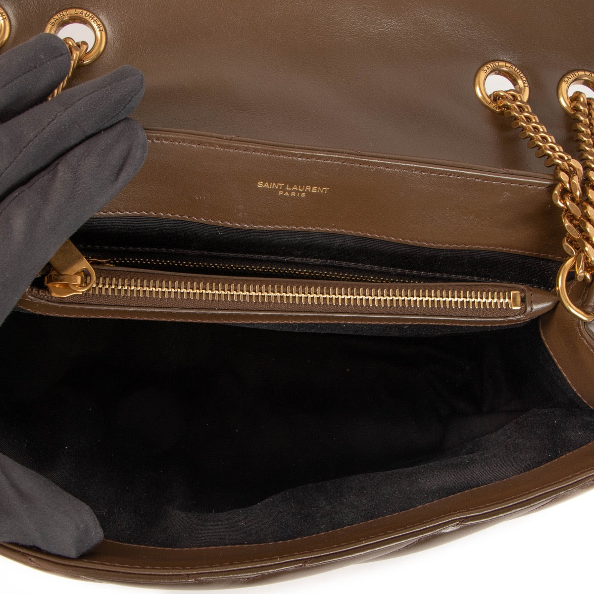 Saint Laurent Brown Loulou Medium Chain Bag