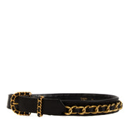Buy real Chanel 93A Chain On Leather Belt safe online at Labellov.com in good condition