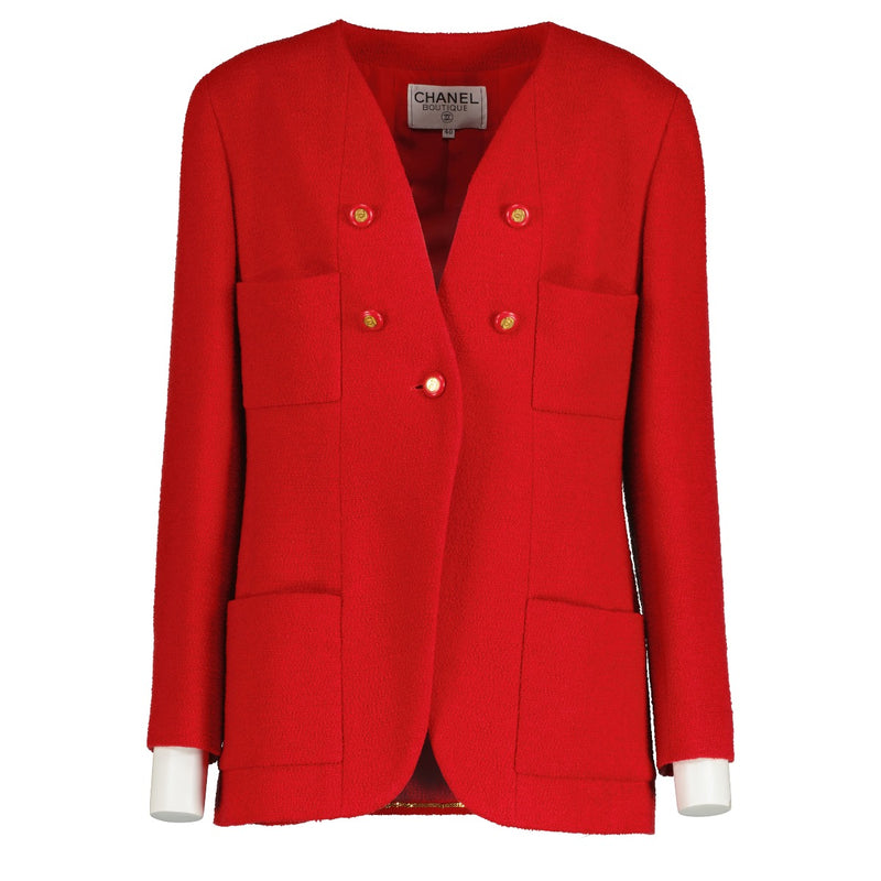 Shop 100% authentic second-hand Chanel Vintage Red Tweed Jacket - Size FR 40 on Labellov.com