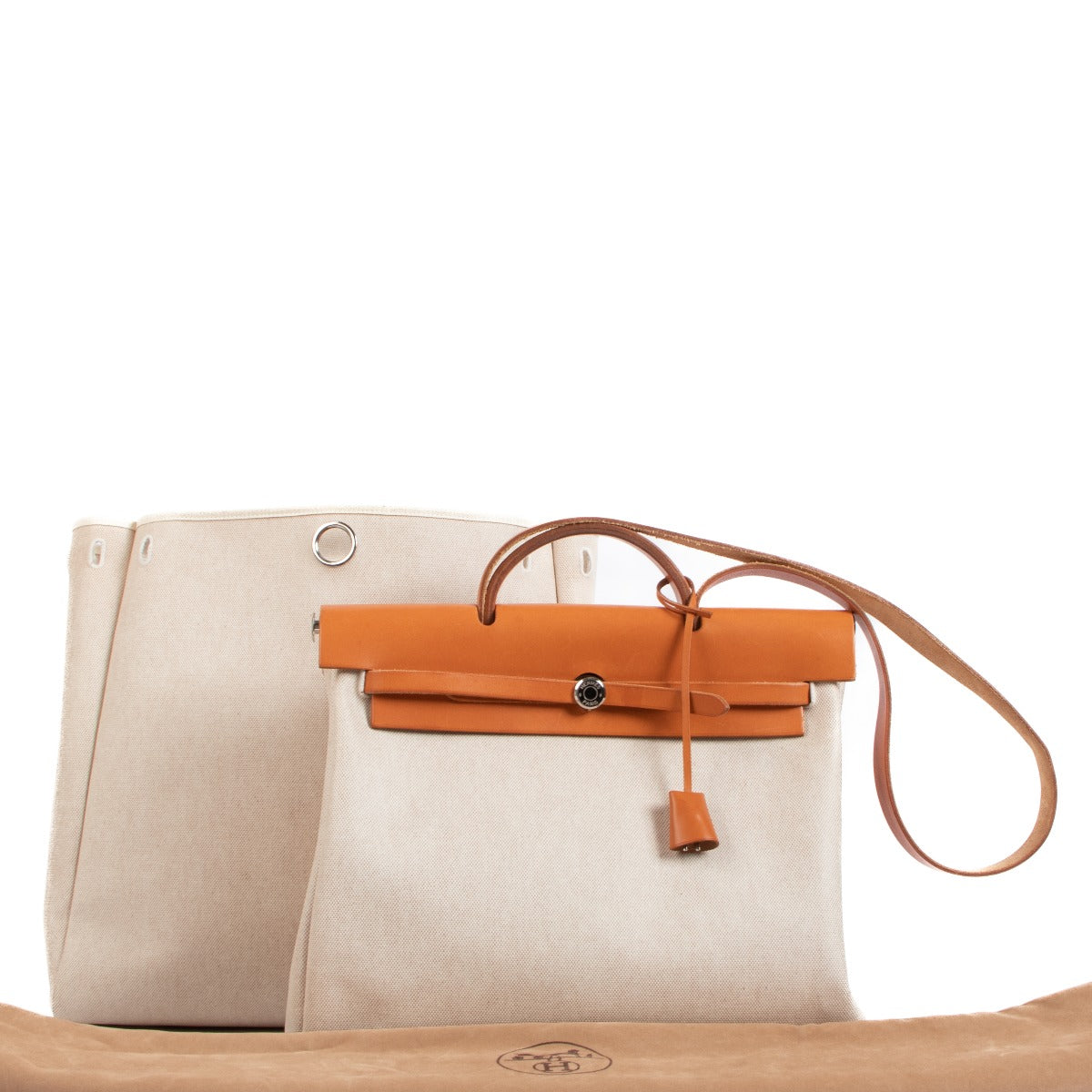 Hermès Herbag Natural Toile Canvas/Hunter Leather 2-in-1 Bag