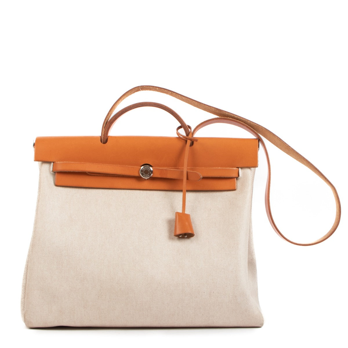 Hermès Herbag Natural Toile Canvas/Hunter Leather 2-in-1 Bag