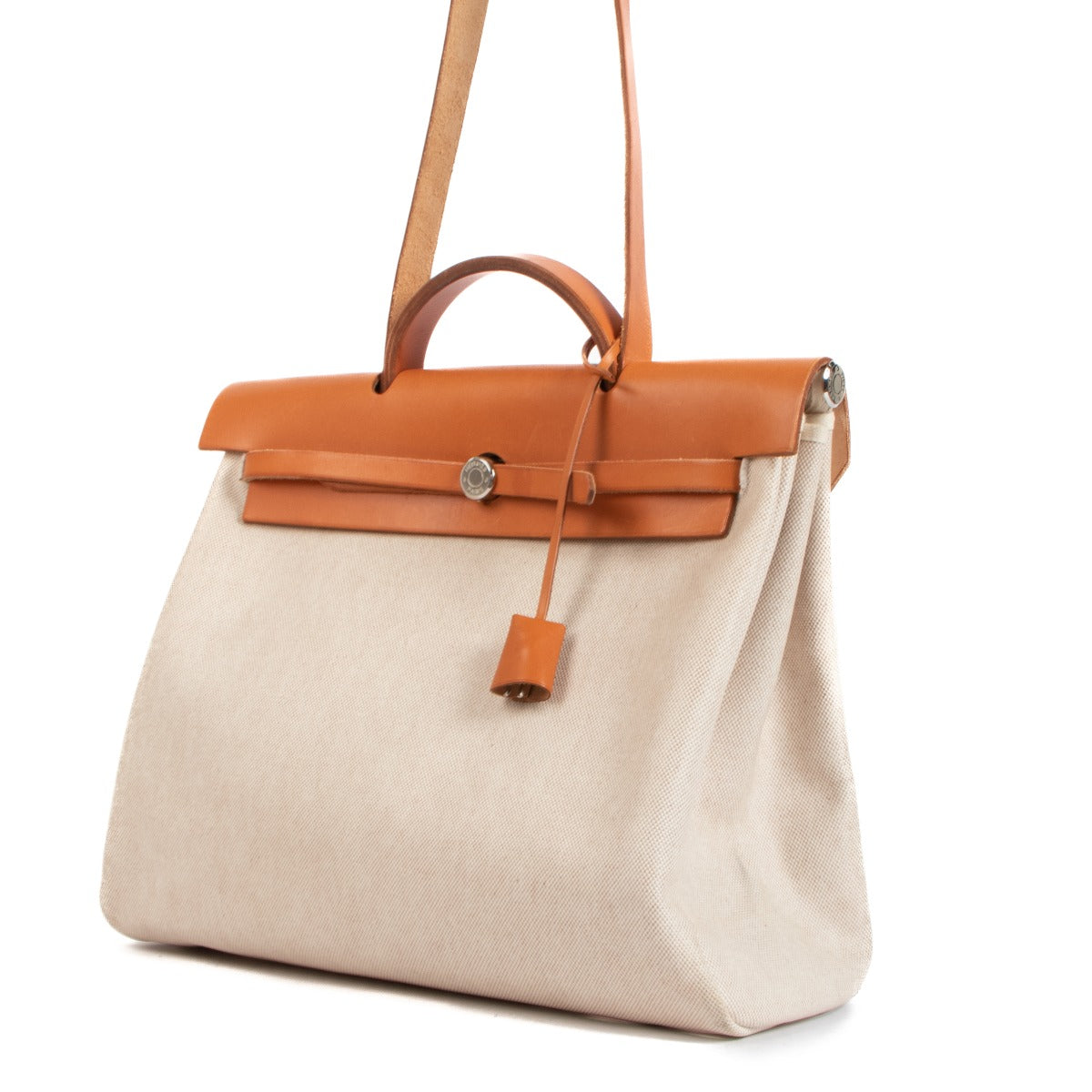 Hermès Herbag Natural Toile Canvas/Hunter Leather 2-in-1 Bag