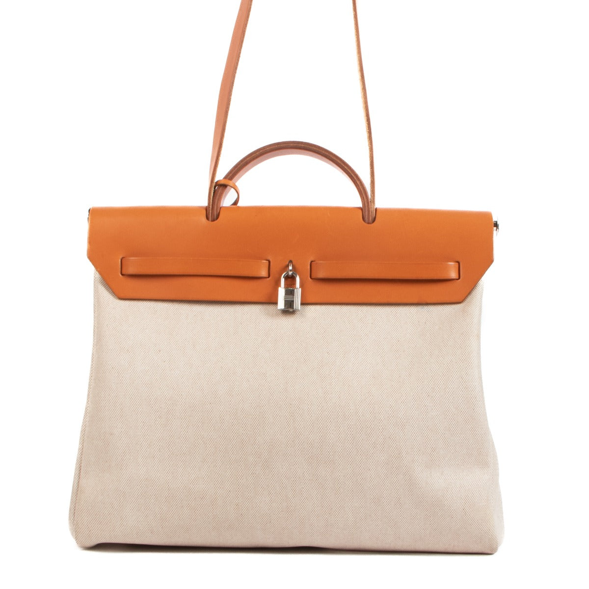 Sac 2-en-1 Hermès Herbag 39 en toile naturelle et cuir Hunter