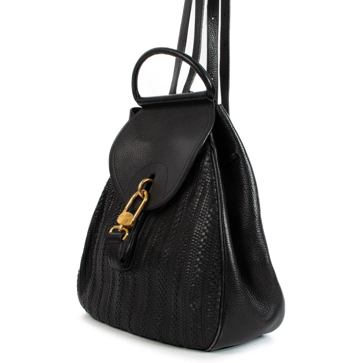 shop authentic second hand Delvaux Black Lucifer GM Backpack on Labellov.com