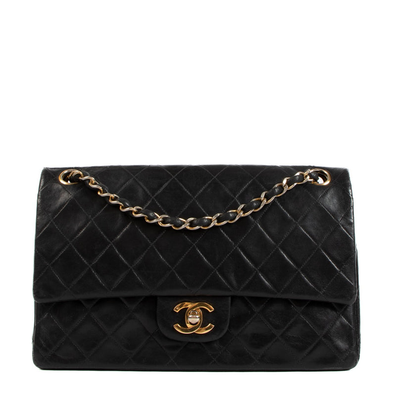 Chanel 1980s Vintage Black Medium Classic Flap Bag