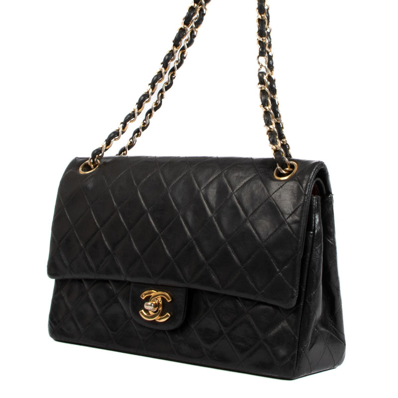 Chanel 1980s Vintage Black Medium Classic Flap Bag