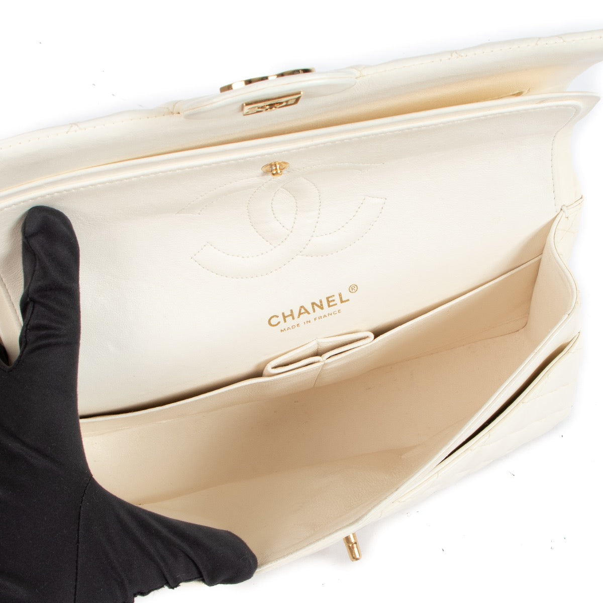 shop 100% authentic second hand Chanel White Classic Flap Bag on Labellov.com