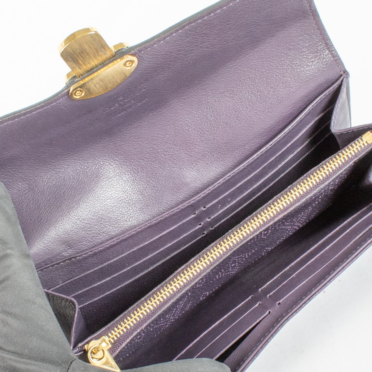 Louis Vuitton Purple Mahina Leather Wallet with gold S-lock at Labellov.com