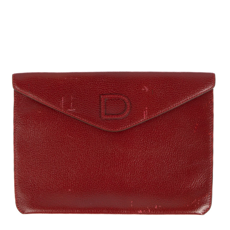 shop 100% authentic second hand Delvaux Red Leather Envelope Clutch on Labellov.com