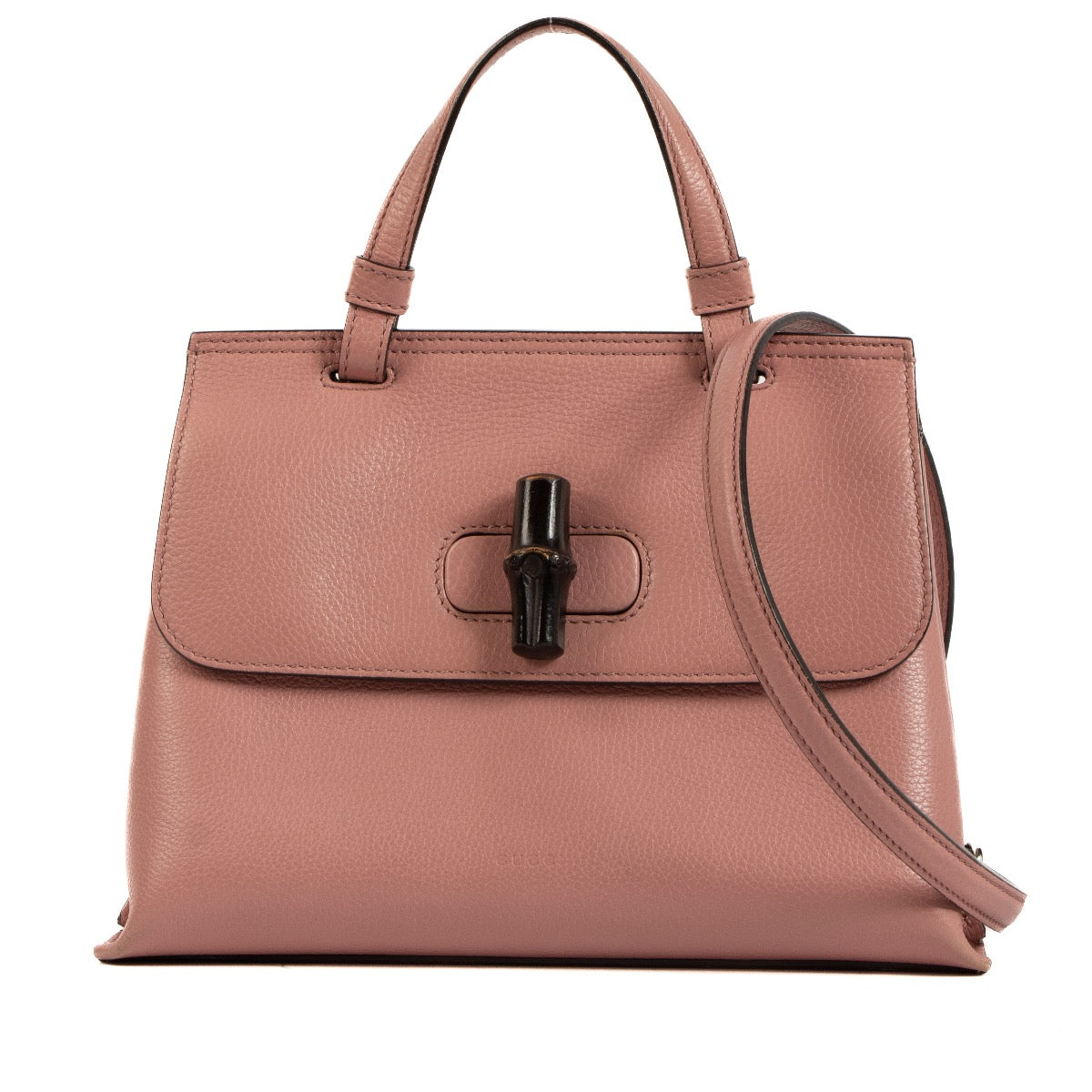 Shop safe online at Labellov in Antwerp, Brussels and Knokke this 100% authentic second hand Gucci Pink Leather Small Bamboo Daily Bag