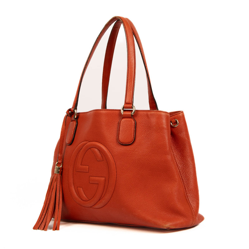 Gucci Red Leather Soho Shoulder Bag for the best price at Labellov secondhand luxury in Antwerp
