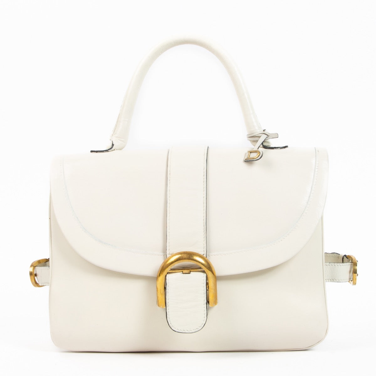 Shop safe online at Labellov this 100% authentic second hand Delvaux White Box Calf Brillant Rouilly Top handle