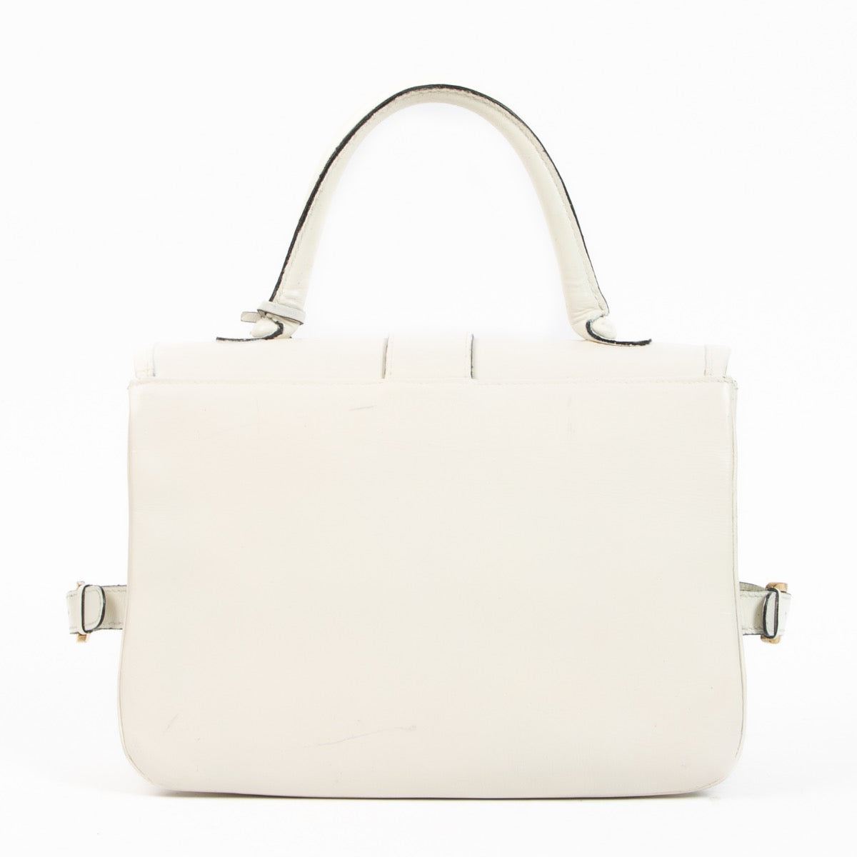 Shop safe online at Labellov this 100% authentic second hand Delvaux White Box Calf Brillant Rouilly Top handle
