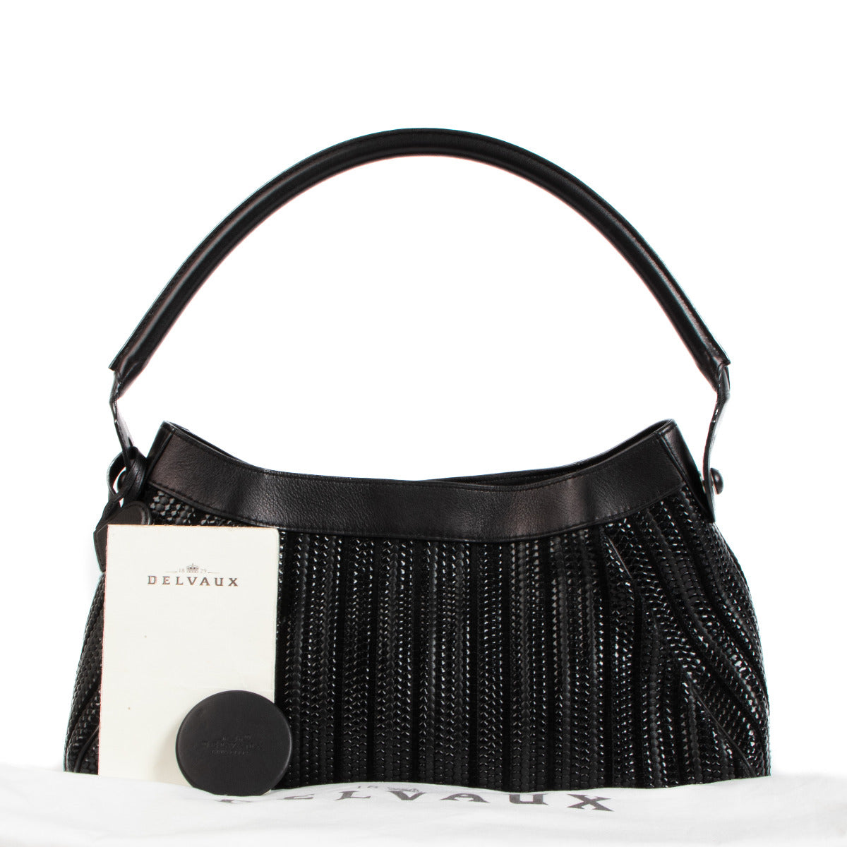 Delvaux Zwarte Toile de Cuir Eclat Cappuccino Schoudertas