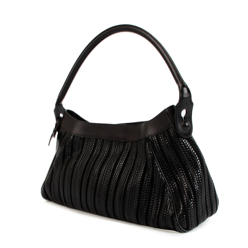 Delvaux Black Toile de Cuir Eclat Cappuccino Shoulder Bag