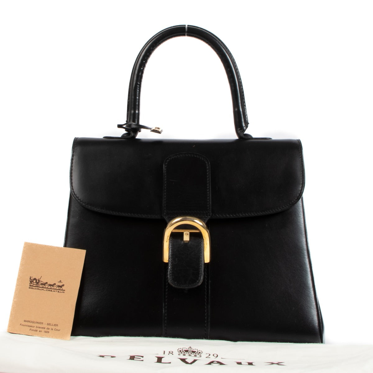 Delvaux 1970s Brillant MM Black Box Calf