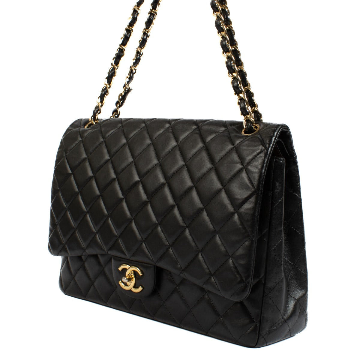 Sac Chanel Maxi Classic en agneau noir