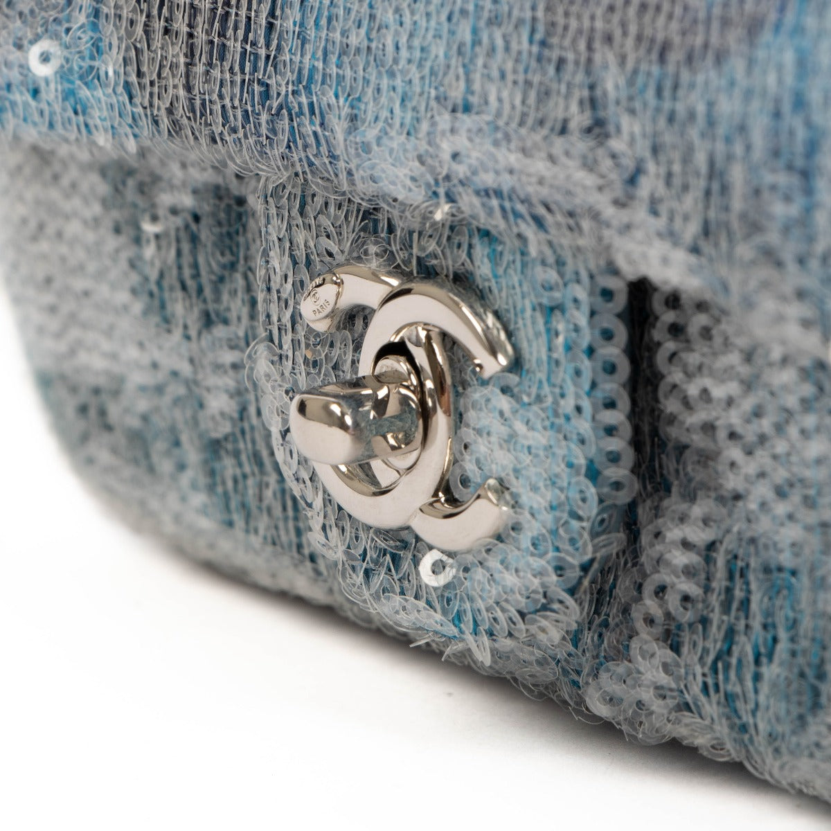 Chanel 18S Blauwe 'Waterfall' Pailletten Mini Classic Flap Bag