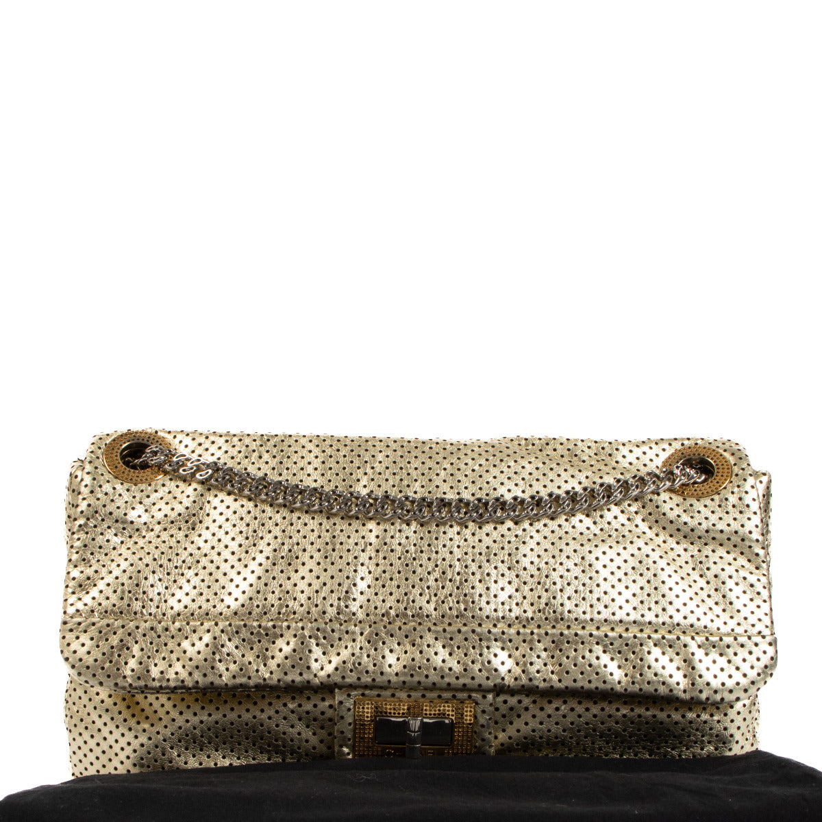 Chanel Gold Perforated Drill Metallic 2.55 Flap Bag