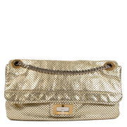 Chanel 2.55 Gold Perforated Drill Metallic Flap Bag for the best price at Labellov secondhand luxury in Antwerp