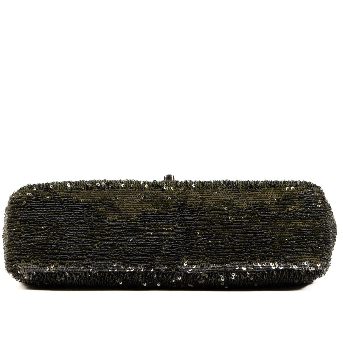 Shop safe online at Labellov in Antwerp, Brussels and Knokke this 100% authentic second hand Chanel Khaki Sequin Coco Cuba Classic Flap Bag