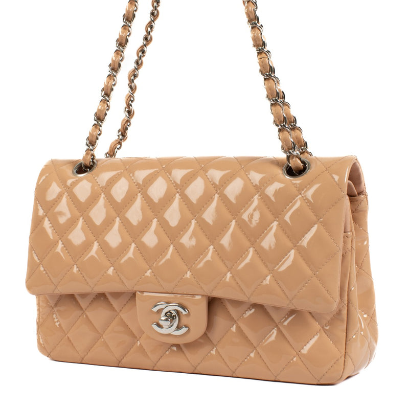 Chanel Beige Patent Leather Medium Classic 11.12 Bag