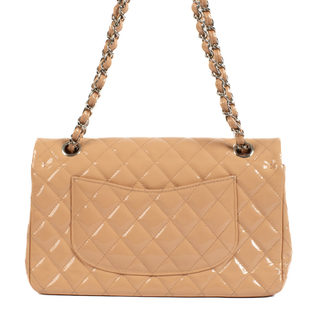 Sac Chanel Classic 11.12 moyen en cuir verni beige
