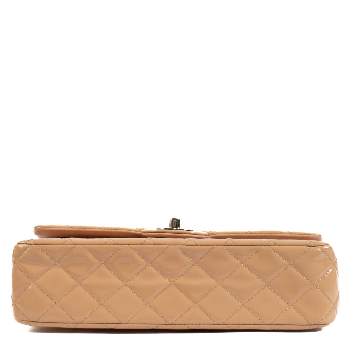 Sac Chanel Classic 11.12 moyen en cuir verni beige
