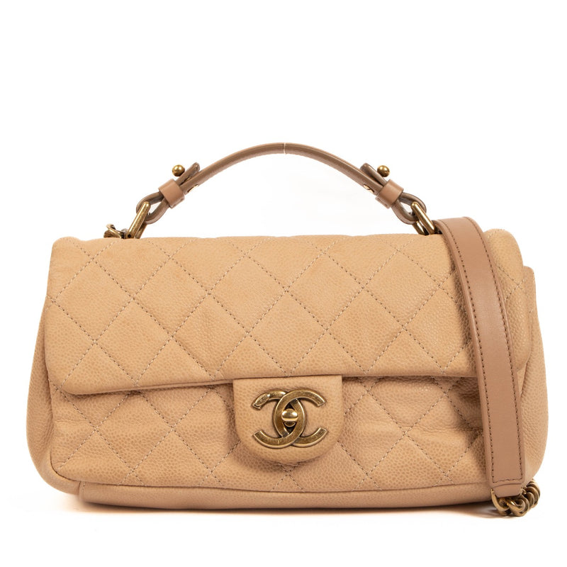 shop 100% authentic second hand Chanel Beige Caviar Flap Bag with Handle on Labellov.com
