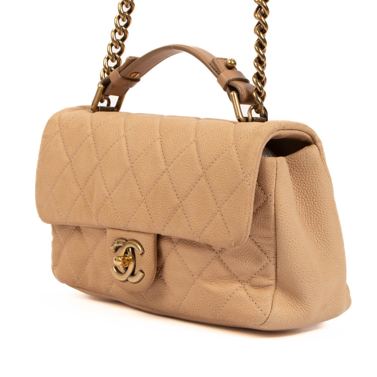 shop 100% authentic second hand Chanel Beige Caviar Flap Bag with Handle on Labellov.com