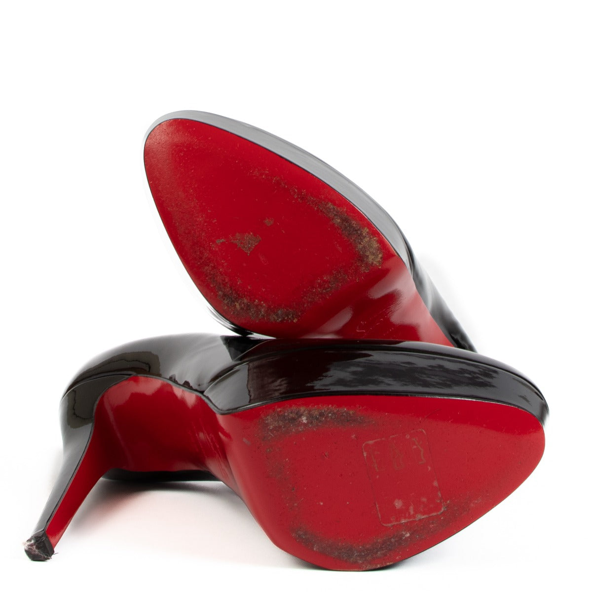 Escarpins Christian Louboutin Bianca 120 en cuir verni noir - Taille 38 1/2