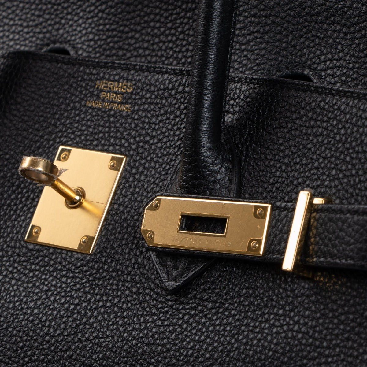 Hermès 2014 Birkin 35 Black Togo Logo Stamp Logo Engraving