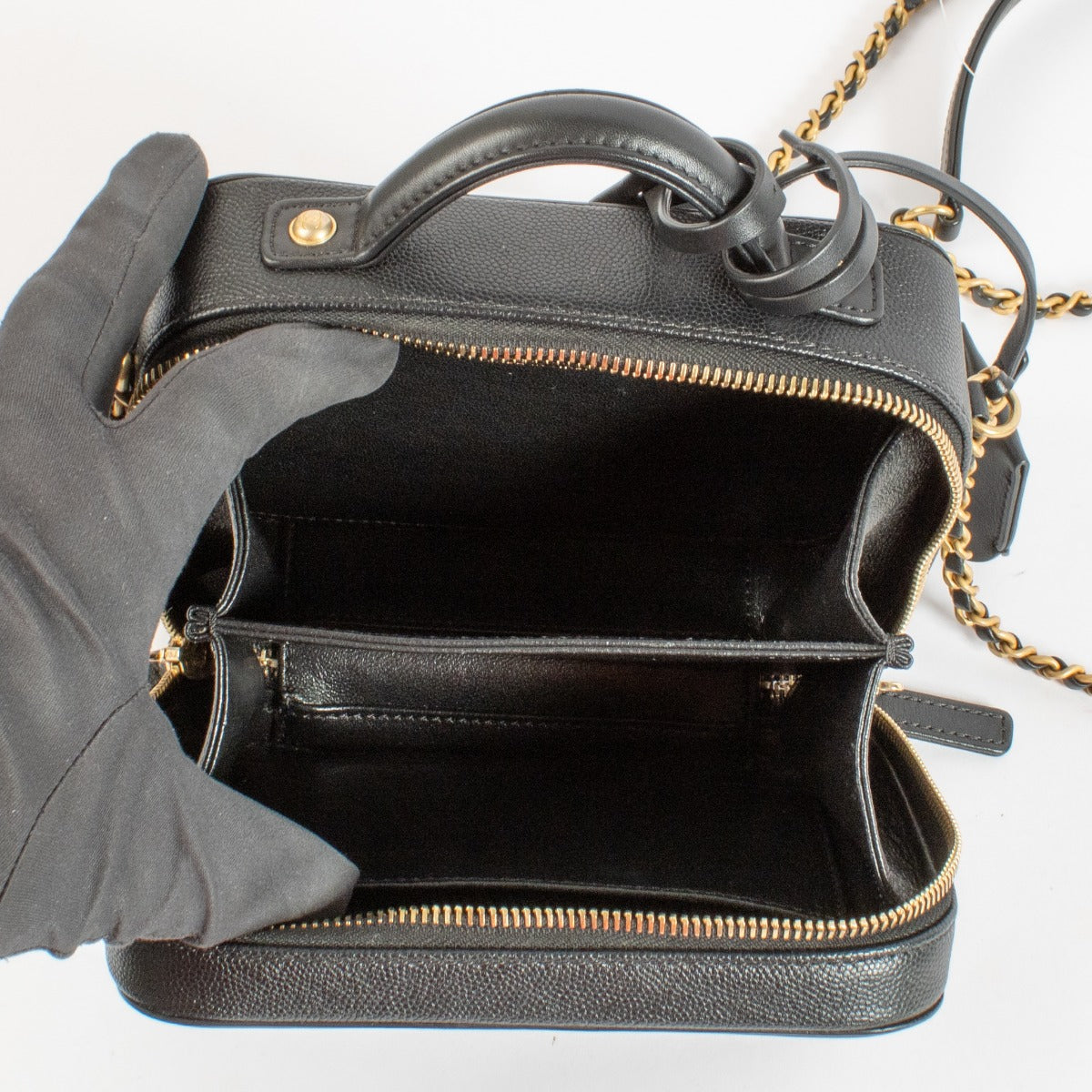 Chanel Black CC Filigree Small Vanity Case