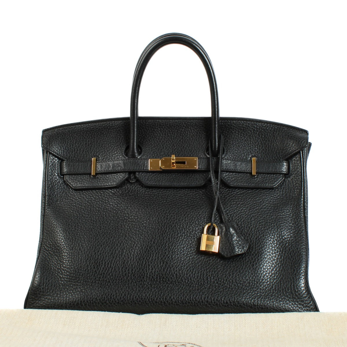 Hermès 2012 Birkin 35 Black Clemence Gold Hardware