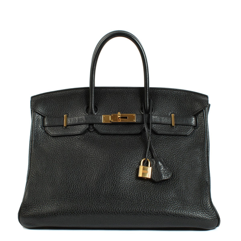 Hermès 2012 Birkin 35 Black Clemence Gold Hardware